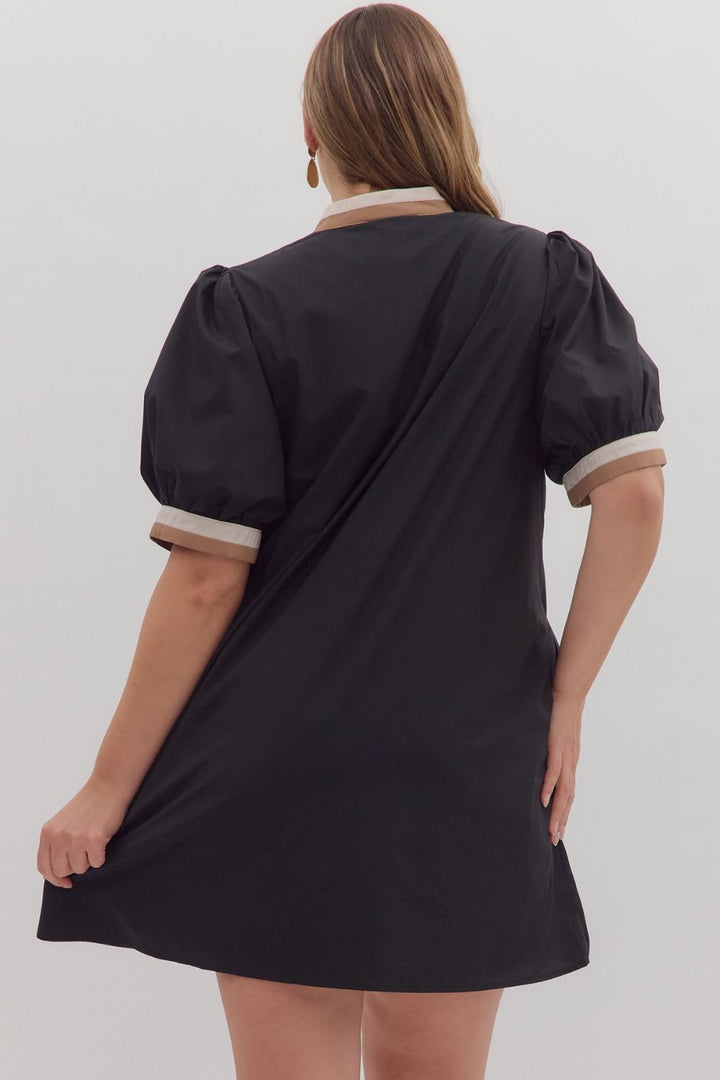 black dress with cream trim Keila Lace Trim Maxi Dress Black / Cream