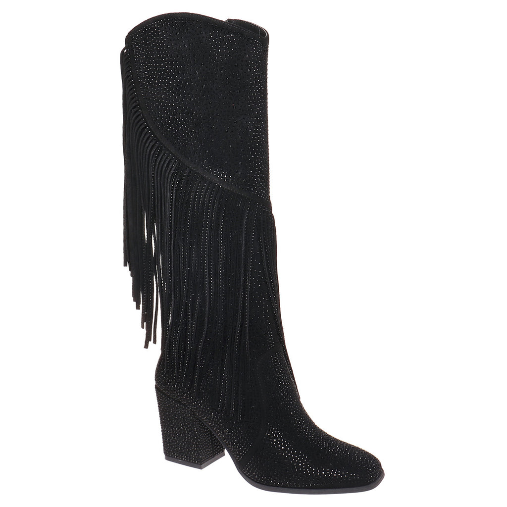 Black fringed and sequin western cowgirl boot