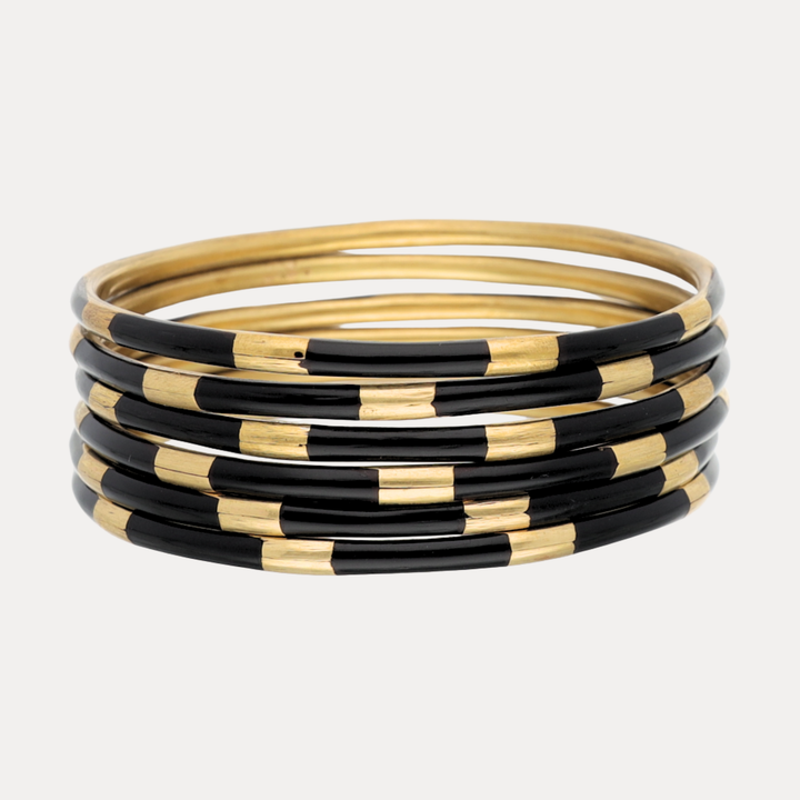 budhagirl black and gold Veda bangle bracelets
