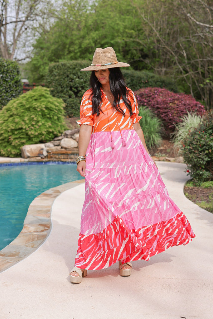 Bright Rose Sadie Zebra Maxi Dress | Purple Door | Briton Court