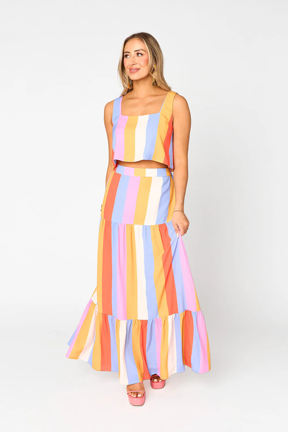 Buddy love cookie maxi skirt stripped  set in pool boy