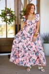 Buddy Love Lilly sweetheart neckline maxi dress in Sweet talkin floral peach print