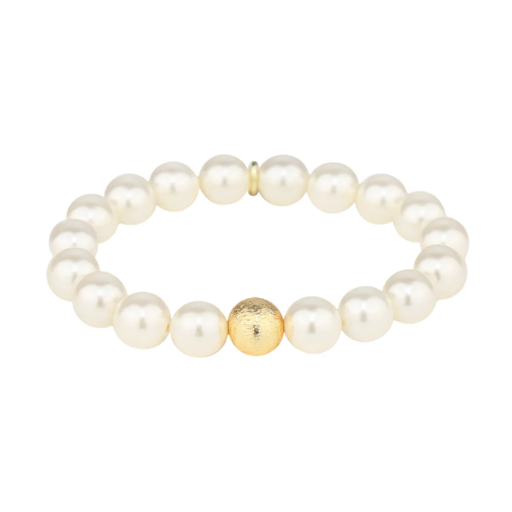 Budagirl Mala white pearl beaded bracelet. 