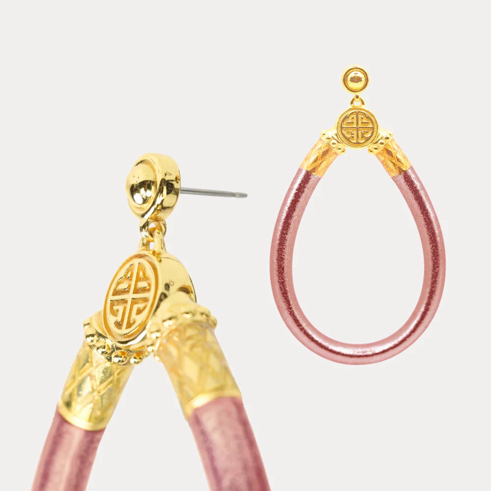 Close up of BudhaGirl Rose Gold All Weather-earrings