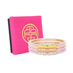 Budha girl Pink Petals three queens bangle bracelets
