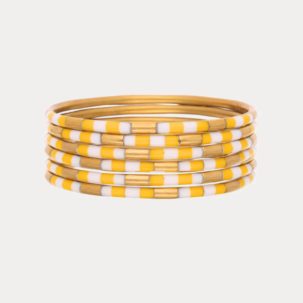 Budhagirl Veda bangle bracelets in yellow,white and gold
