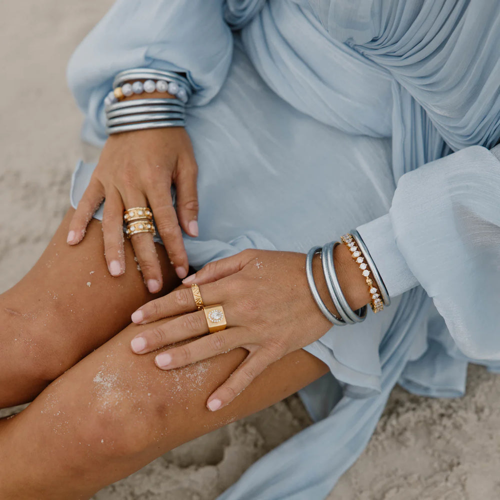 Budha Girl celeste blue all weather bangle bracelets