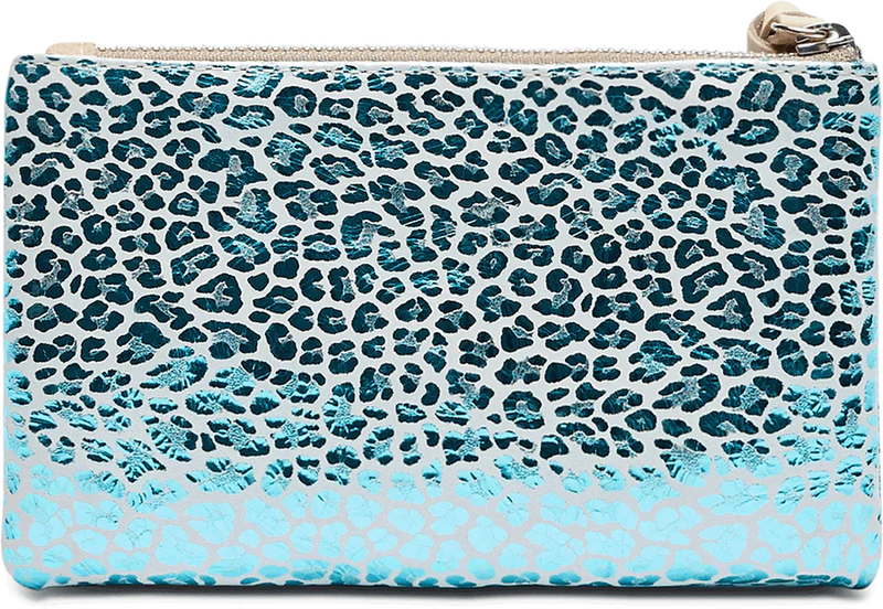 Consuela Kat slim wallet in metallic blue leopard print