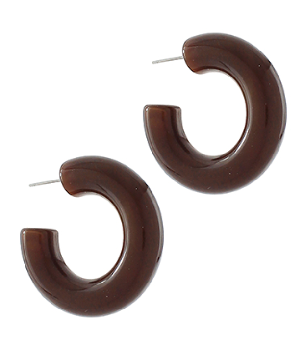 Dark brown chunky hoop earrings