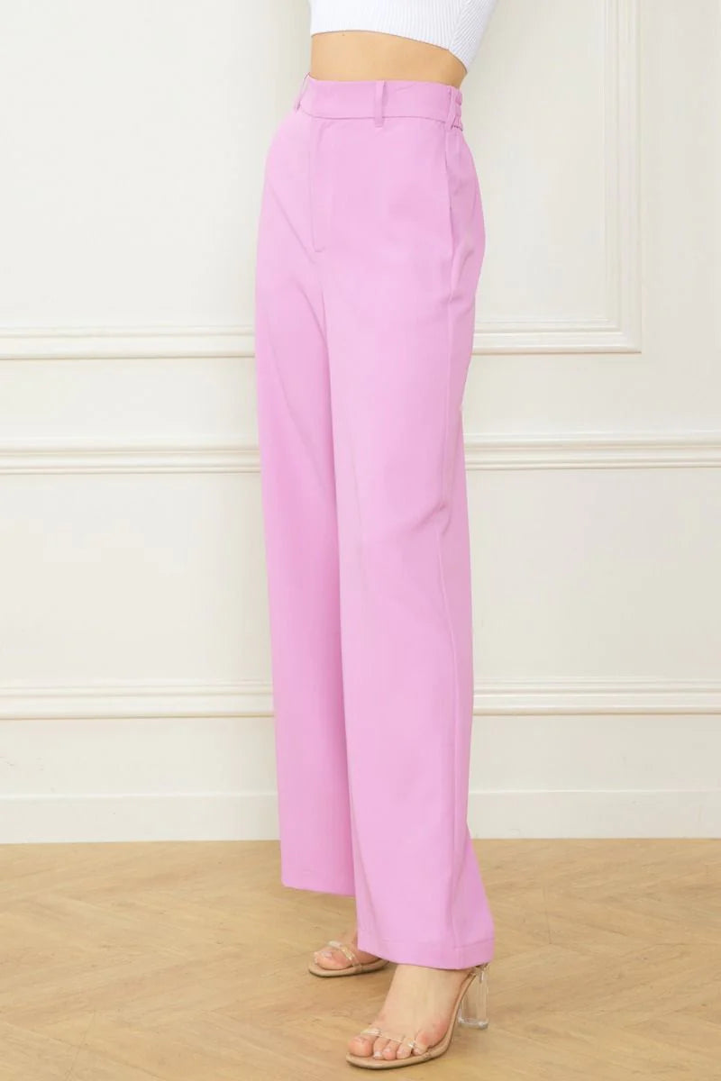 entro wide leg pink dress pants