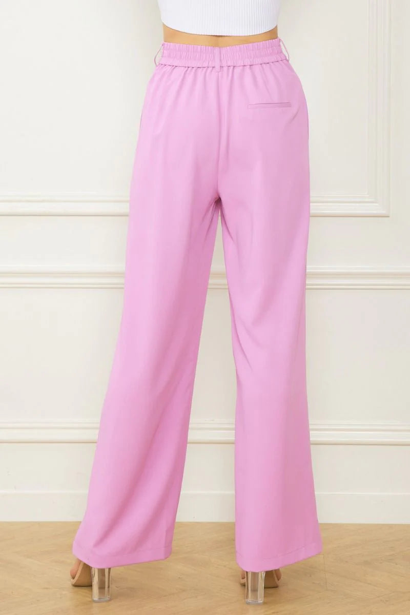 Pink Wide Leg Dress Pants, Purple Door Boutique