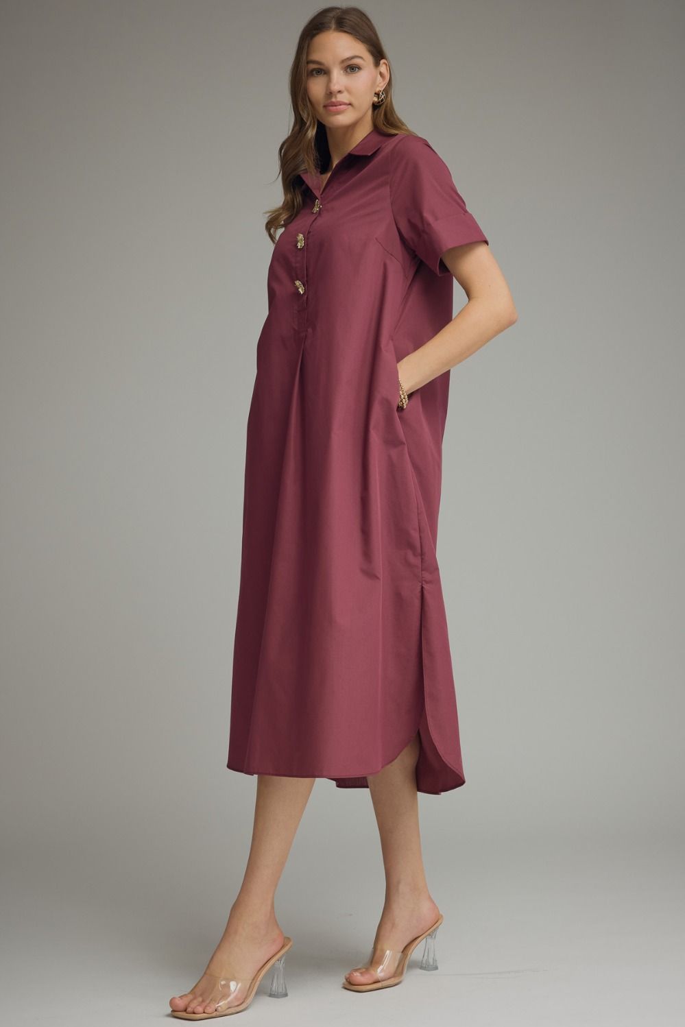 women's wine colored dress Red Satin A-Line Slip Maxi %0D%0AYKK%20zipper%20(known%20as%20the%20most%20durable%20and%20reliable%20zippers%20manufactured%20today) Wine Red Ruched A-Line Midi