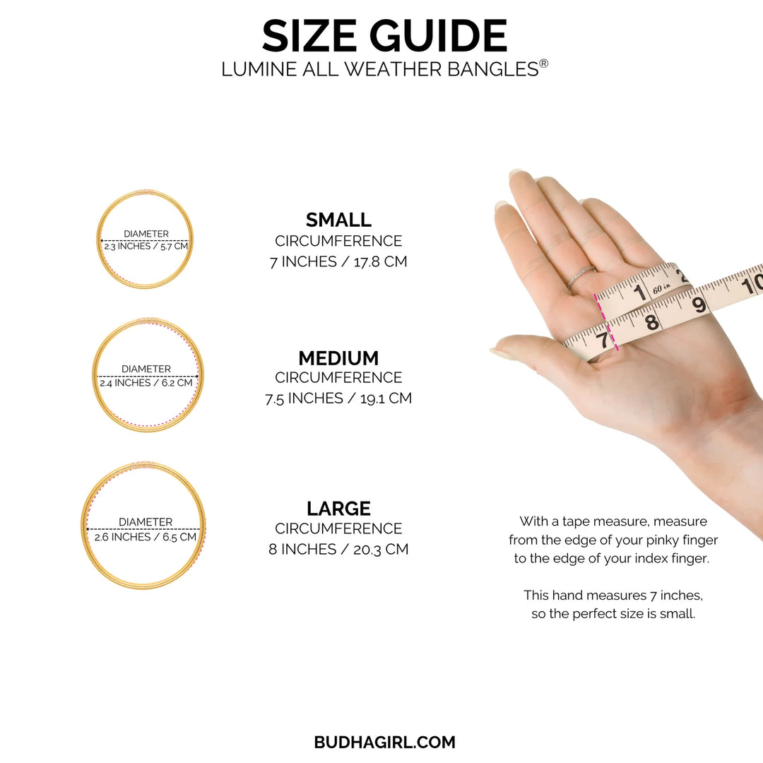 BuDhaGirl aura lumine bangle set size chart