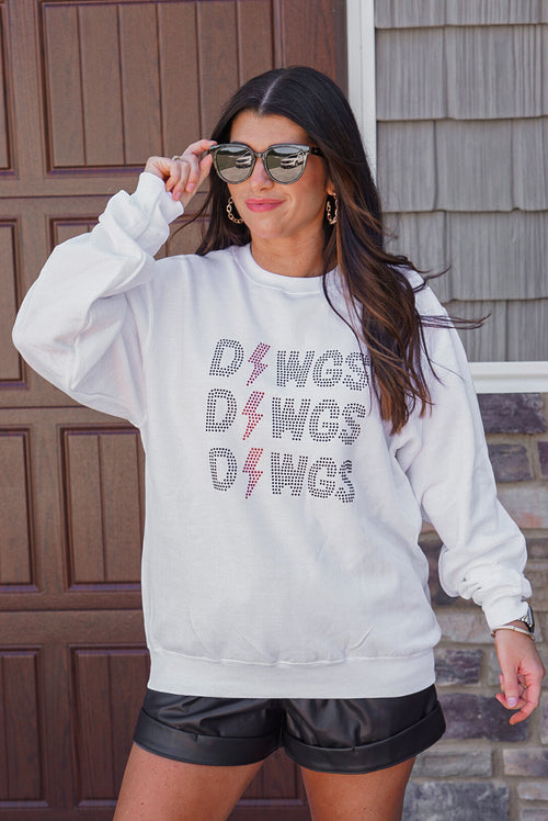 Dawgs game day white rhinestone sweatshirt