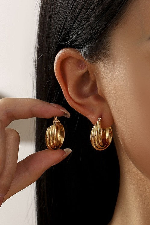 Gold Triple Hoop Earrings