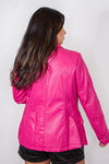 Women's hot pink leather blazer