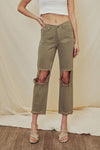 Kan Can Olive Straight Leg Jeans