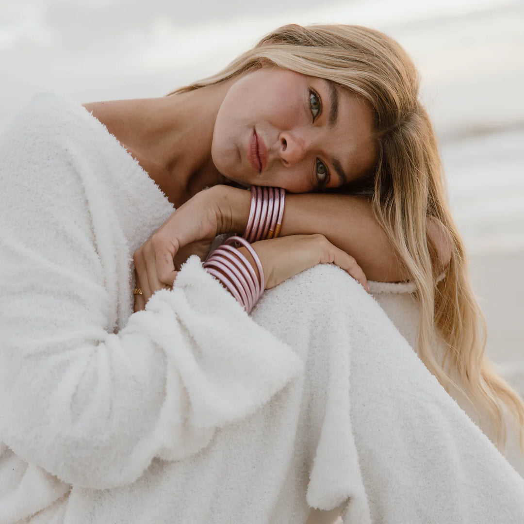 BudhaGirl ice rose pink all weather bangles waterproof