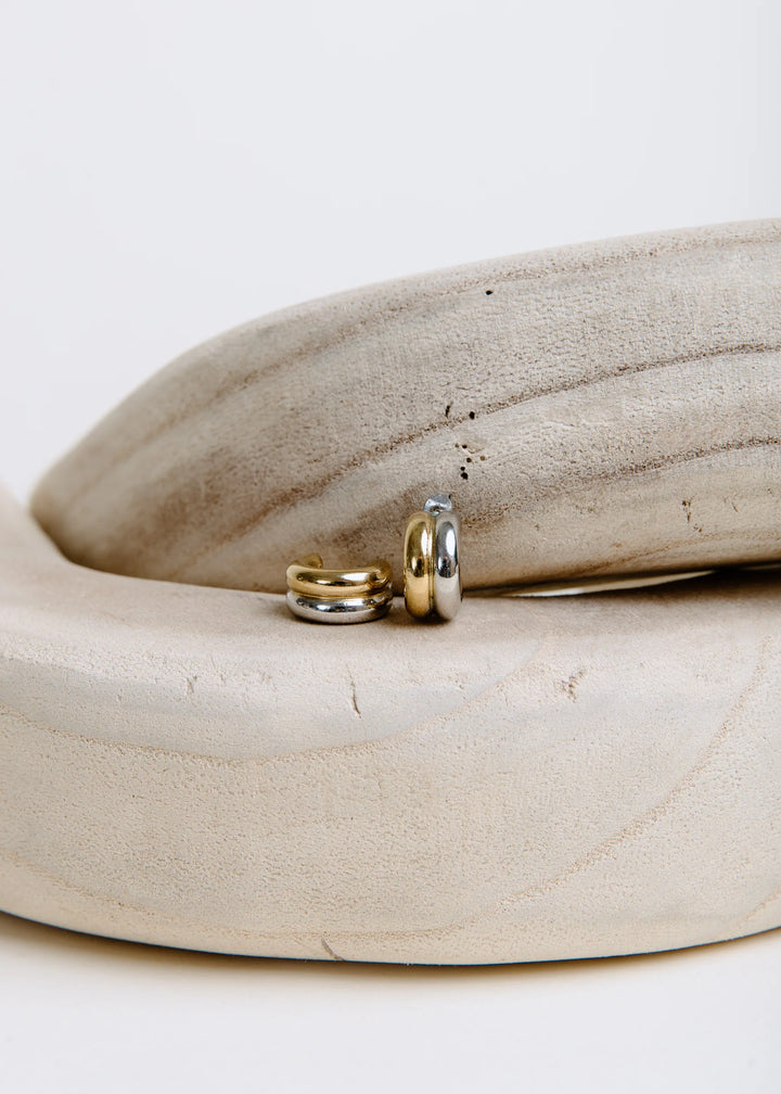 vincent intermix holly hoop earrings gold and silver