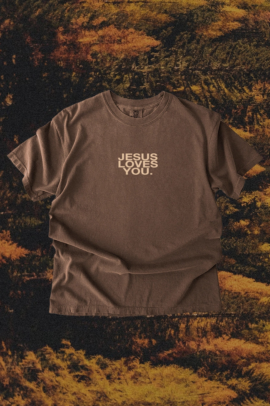 Jesus loves you brown logo tee