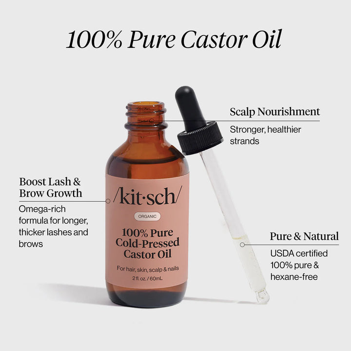 Kit-sch 100% Pure Cold-Pressed Castor Oil bottle with dropper 