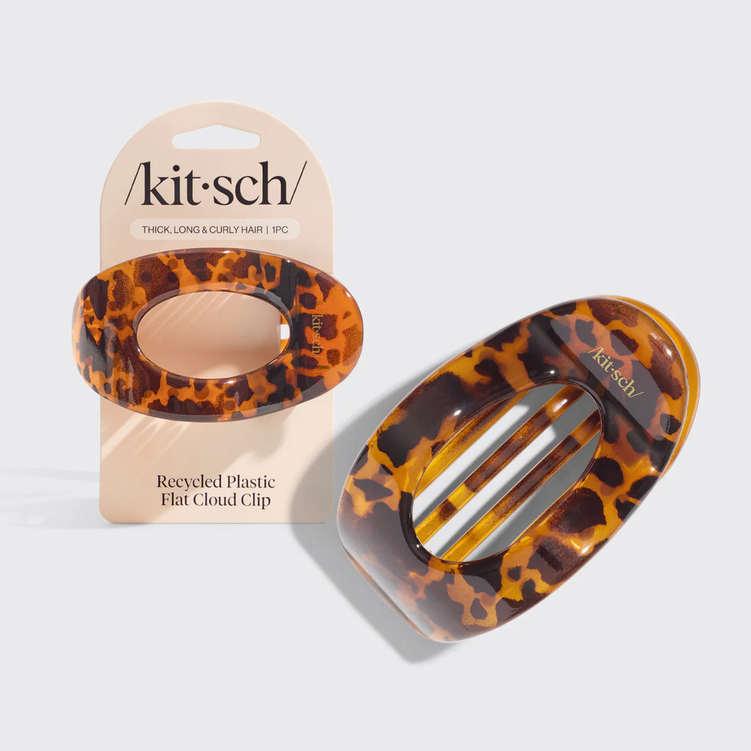Tortoiseshell patterned flat hair clip with 'kitsch' packaging 