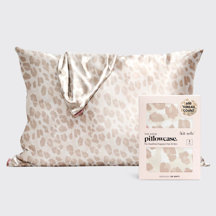 Kitsch muted Leopard print satin pillowcase 