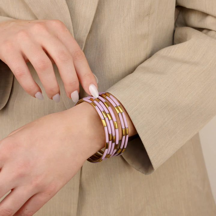 Budha girl veda bangles lavender and gold
