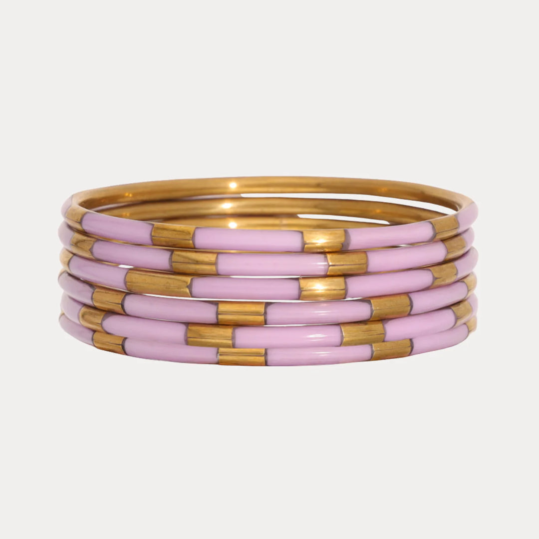 Budha girl veda bangles lilac and gold