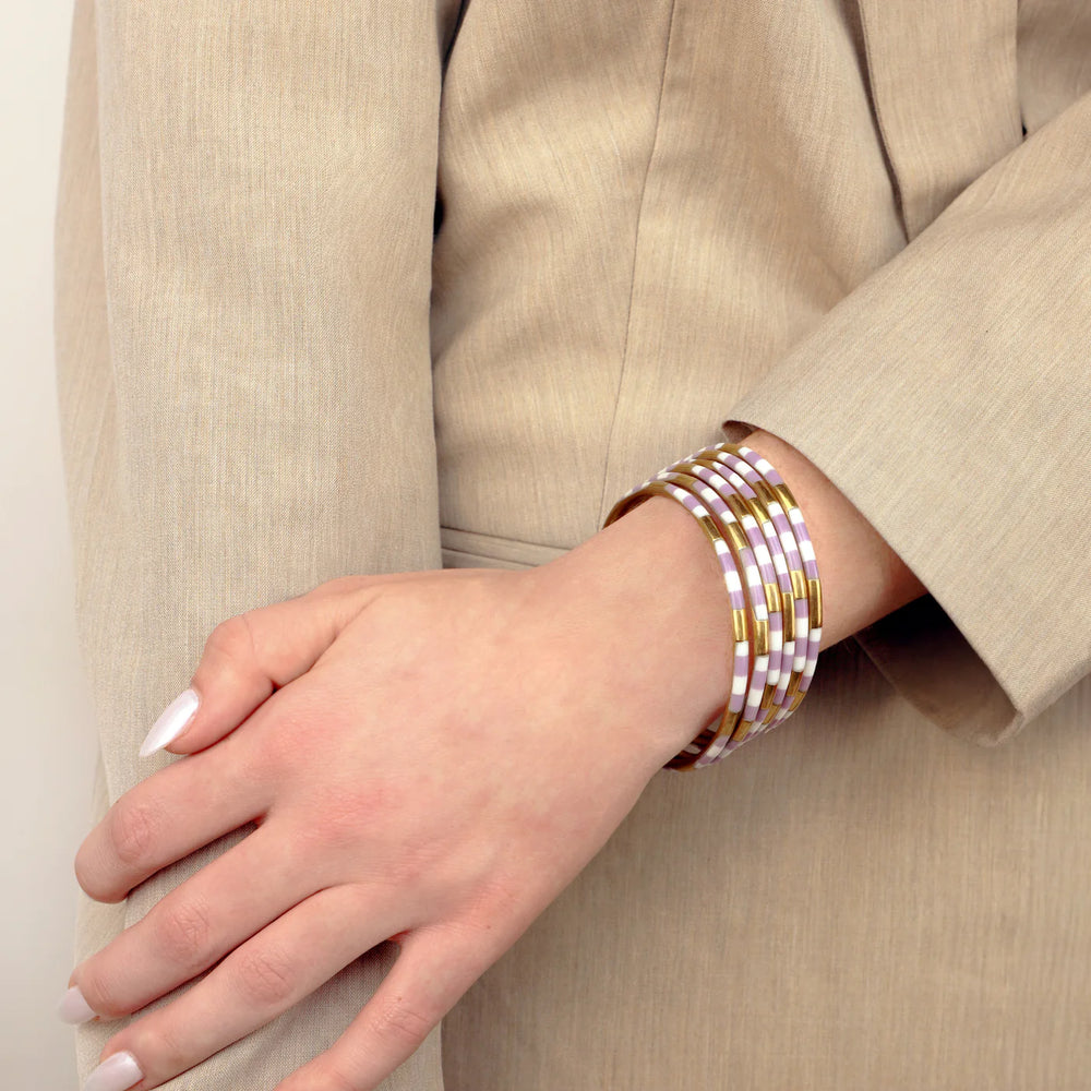 budha girl lilac purple white bangles