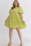 Entro Plus Lime green button down tiered babydoll dress