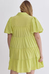 Entro Plus Lime green button down tiered babydoll dress