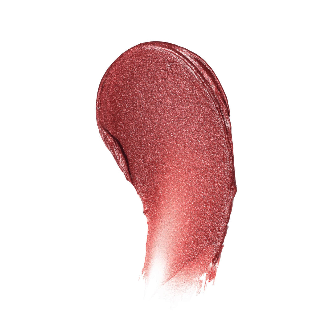 Close-up of a swatch of pink/red  lip color 