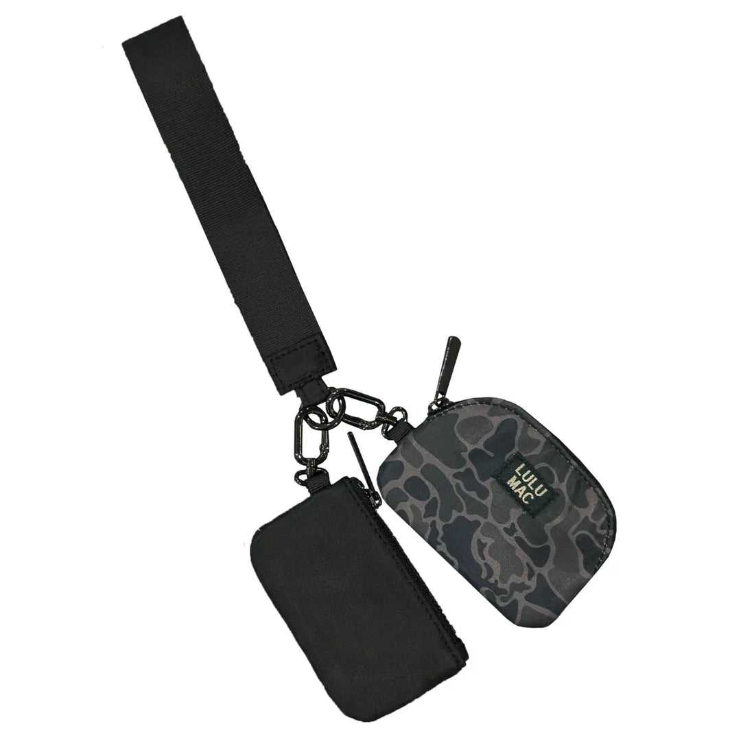 lulu mac double pouch wristlet black camo