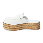 Matisse Wren Bone colored platform raffia mule