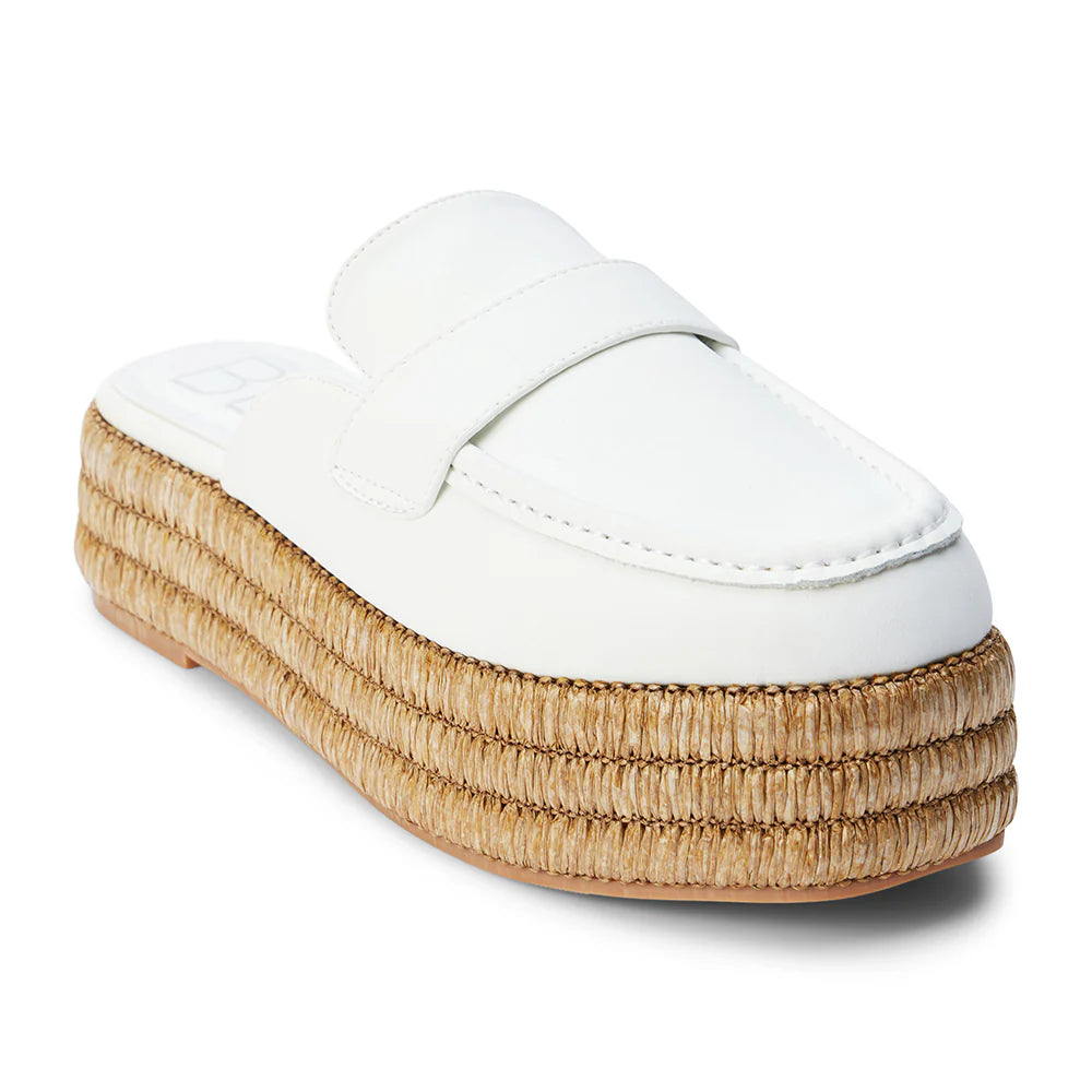 Matisse Wren Bone colored platform raffia mule