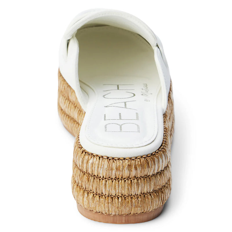 Matisse Wren Bone colored platform raffia mule