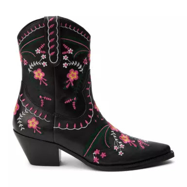 Matisse Amber black and pink embroidered western boot