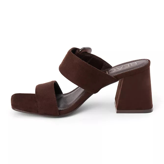 Beach by Matisse suede dark brown double strap heels