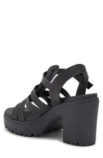 mia tira black lug heel sandals
