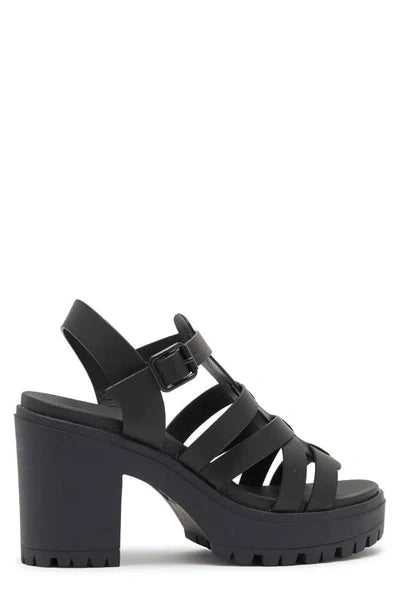 mia tira black lug heel sandals