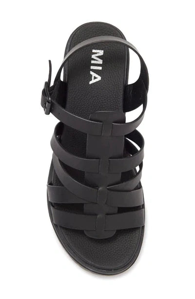 mia tira black lug heel sandals