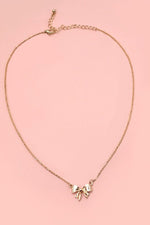 gold mini bow necklace