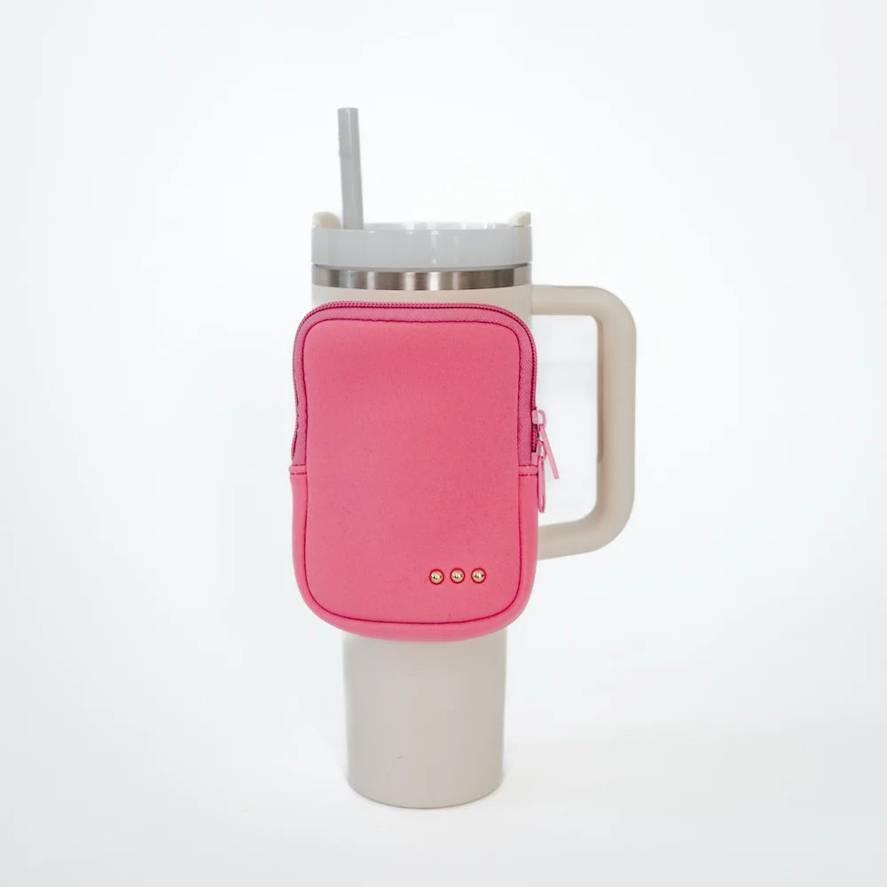 On the move water bottle pouch in fuchsia