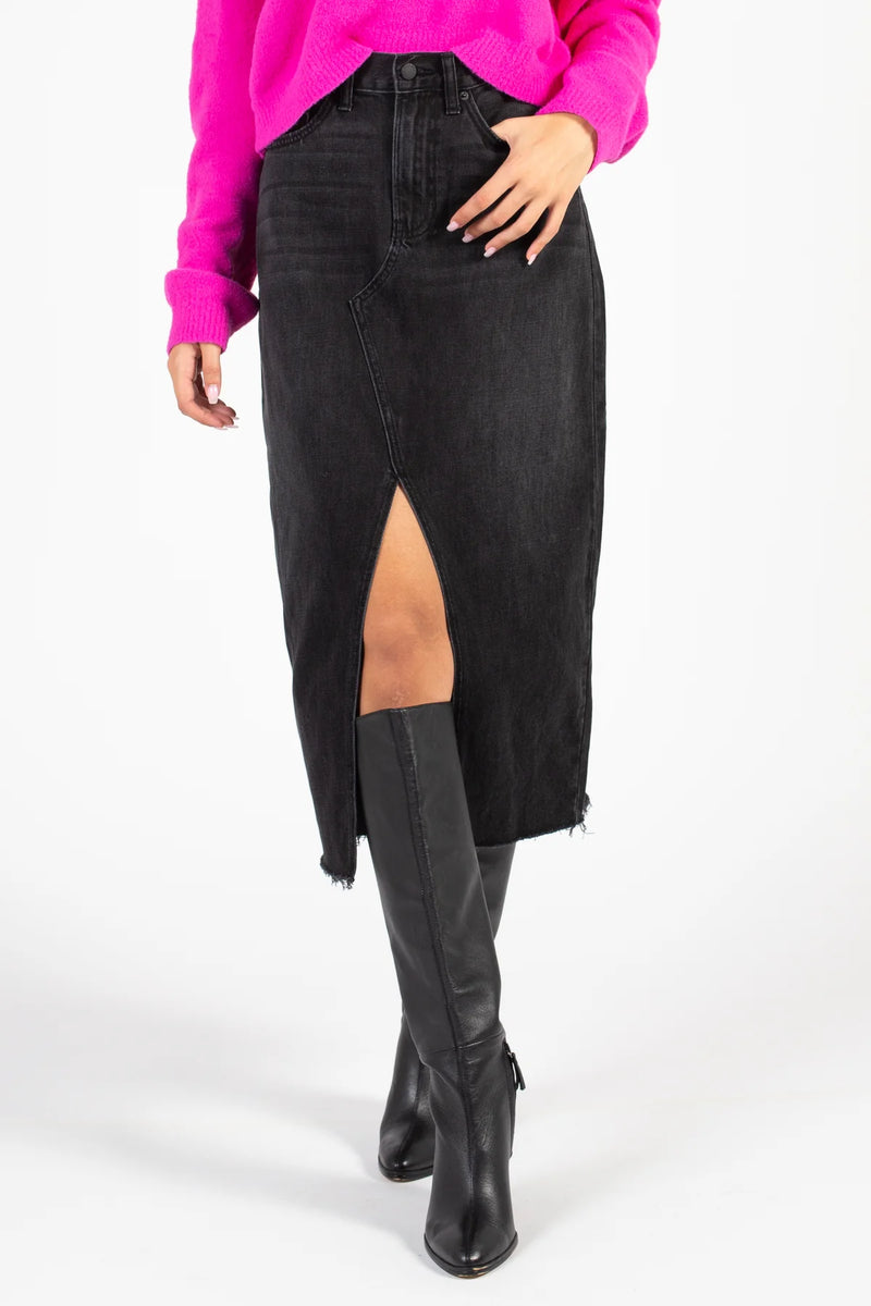 Criss Cross Black Midi Skirt