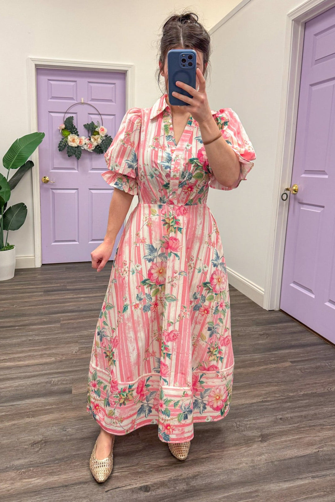 ladies pink floral dresses Petal and Pup Women's Rori Ruffle Maxi Dress