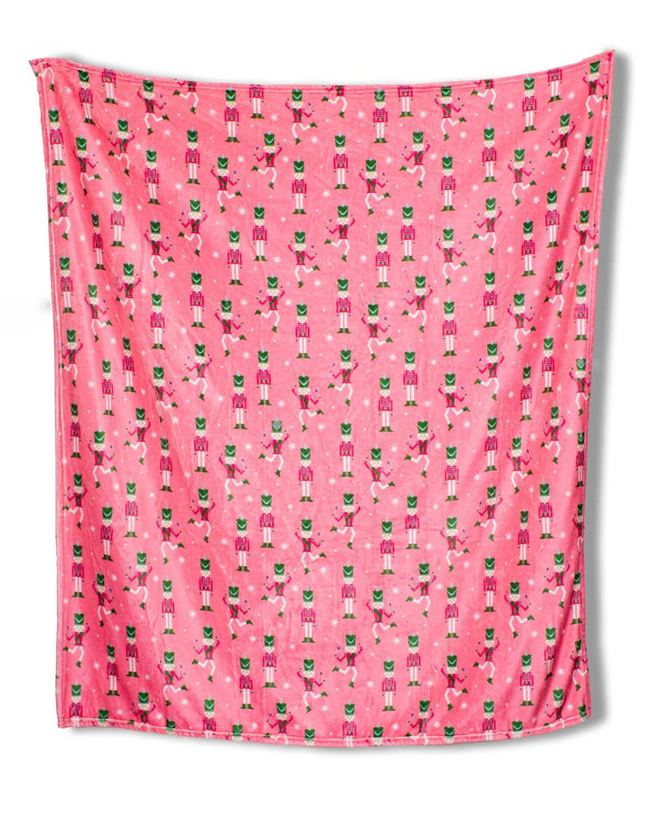 Pink nutcracker Christmas blanket