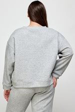 Plus size textured grey pullover top set
