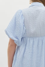 Women's plus size light blue textured midi dress