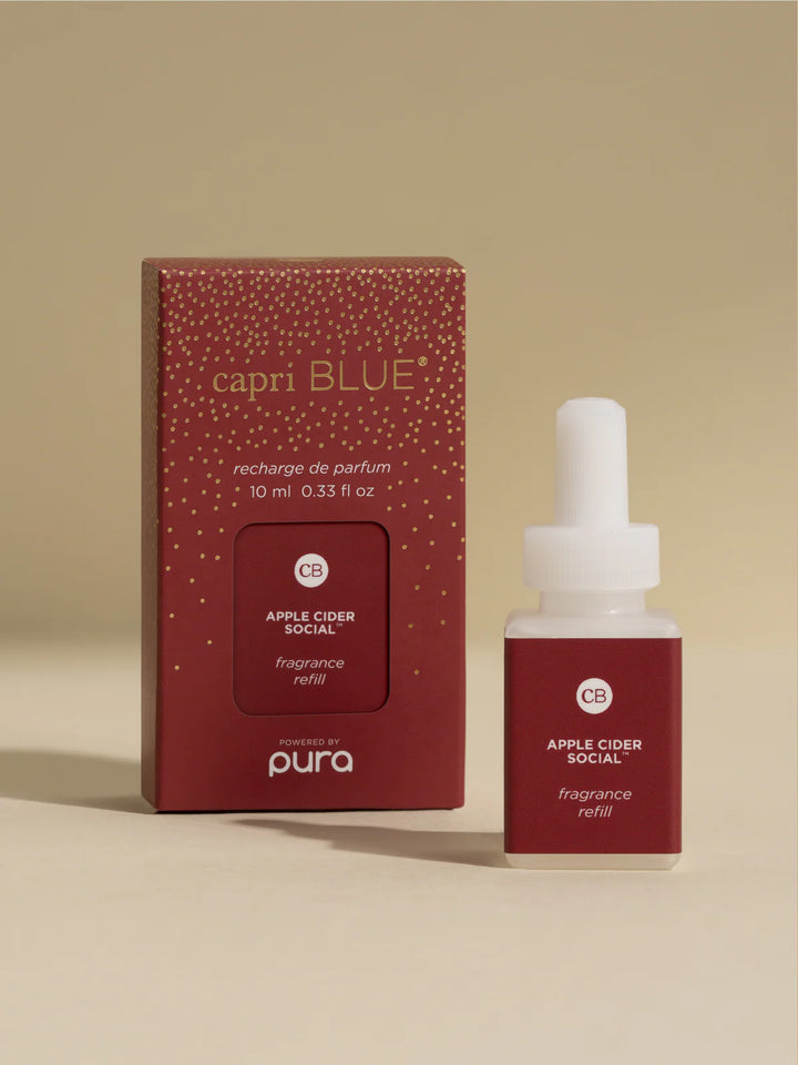 Pura capri BLUE Apple Cider Social fragrance refill bottle and packaging 